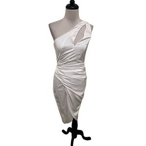 Do+Be Women's Front Slit Wrap One Shoulder Midi Dress White Small NWT